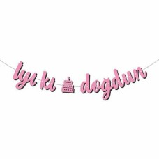 Pembe İyi Ki Doğdun Kaligrafi Banner