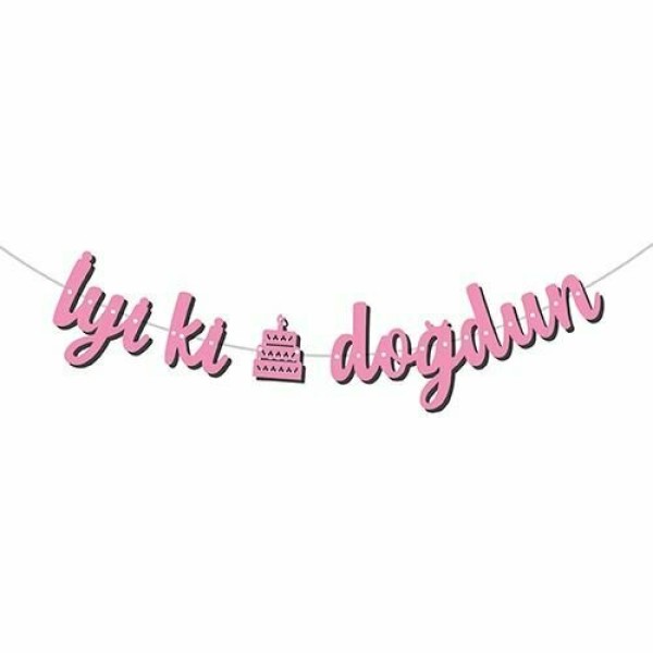 Pembe İyi Ki Doğdun Kaligrafi Banner
