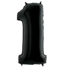 100 Cm Siyah 1 Rakam Folyo Balon  100 Cm Siyah 1 Rakam Folyo Balon