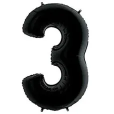 100 Cm Siyah 3 Rakam Folyo Balon  100 Cm Siyah 3 Rakam Folyo Balon